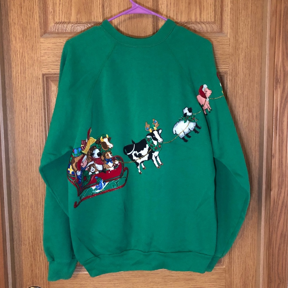 Tultex Christmas Sweater Animal Design Size Large